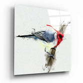 Red Bird Glass Wall Art.